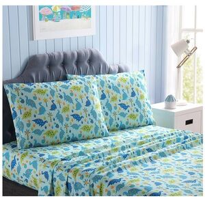 Kute Kids Baby Dinosaurs Full Size Sheet Set Bedding, Easy Care Microfiber
